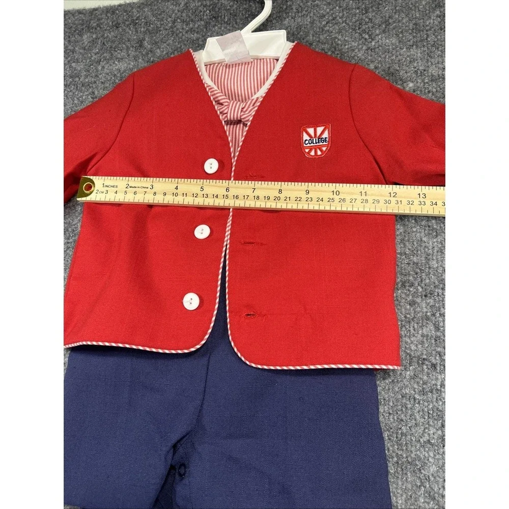 VTG NWT Bryan Baby Boy 2-Piece Suit Set Red Blazer Shorts 18M USA